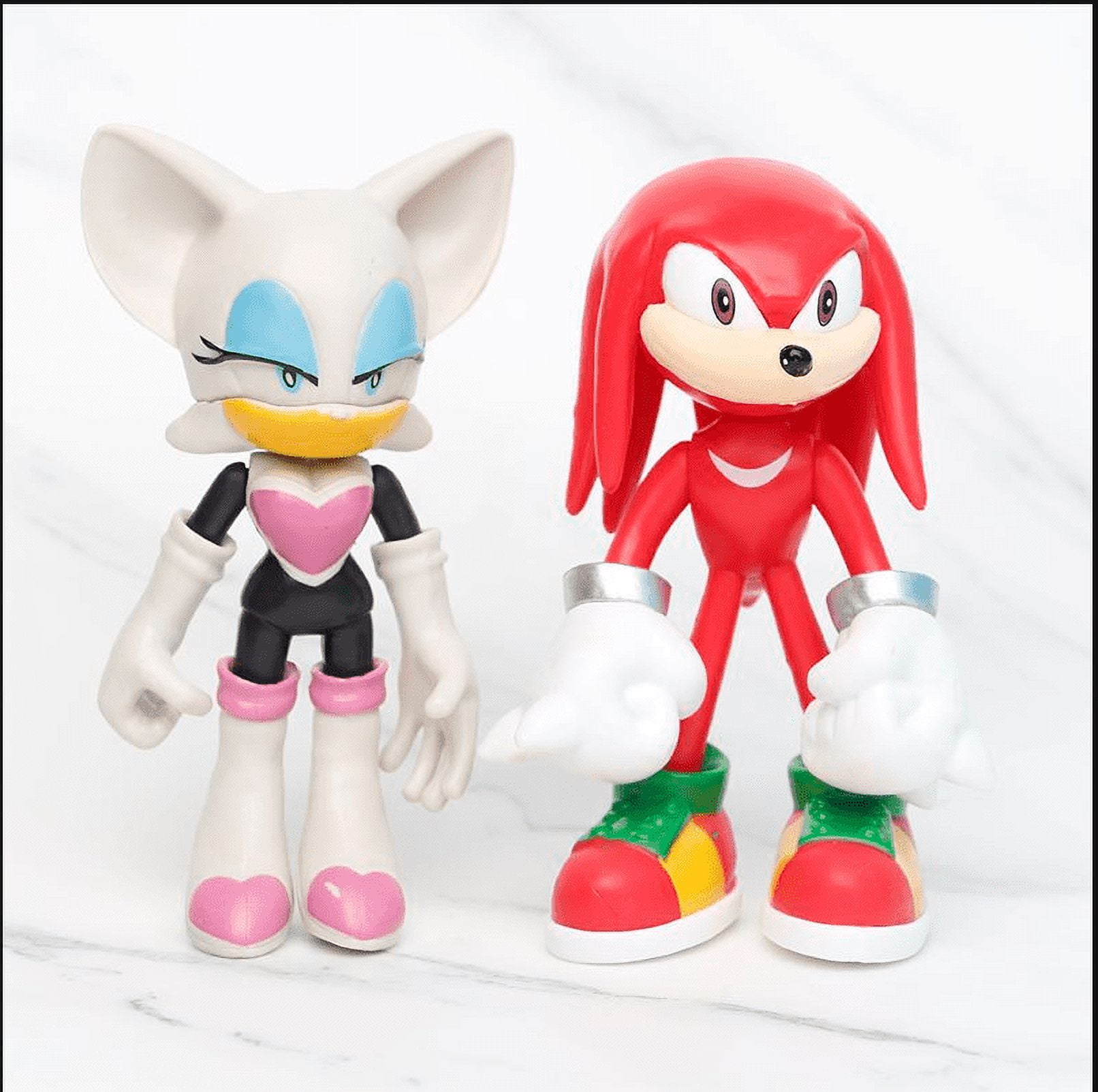 Funnytoys 6PCS/Set Sonic the Hedgehog Action Figures Toys Sonic Knuckles  Tails Amy Metal Sonic Super Sonic PVC Model Toy Great Figurine Gift, 5cm-7cm