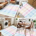 thumbnail image 6 of 4x6 Area Rugs, Blue Pink Plaid Non-Skid Rubber Backing Large Rectangle Rugs - Living Room Bedroom Home Office, Pastel Green White Buffalo Patchwork Indoor Floor Mat Carpets Washable Rug, 6 of 9