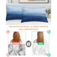 thumbnail image 4 of Navy Blue Ombre Satin Pillowcase for Hair and Skin with Zipper, Soft Breathable Cooling Silk Pillow Cases, Modern Abstract Art Ocean Oil Painting Throw Pillow Covers Queen Size 20"x30" Set of 2, 4 of 6