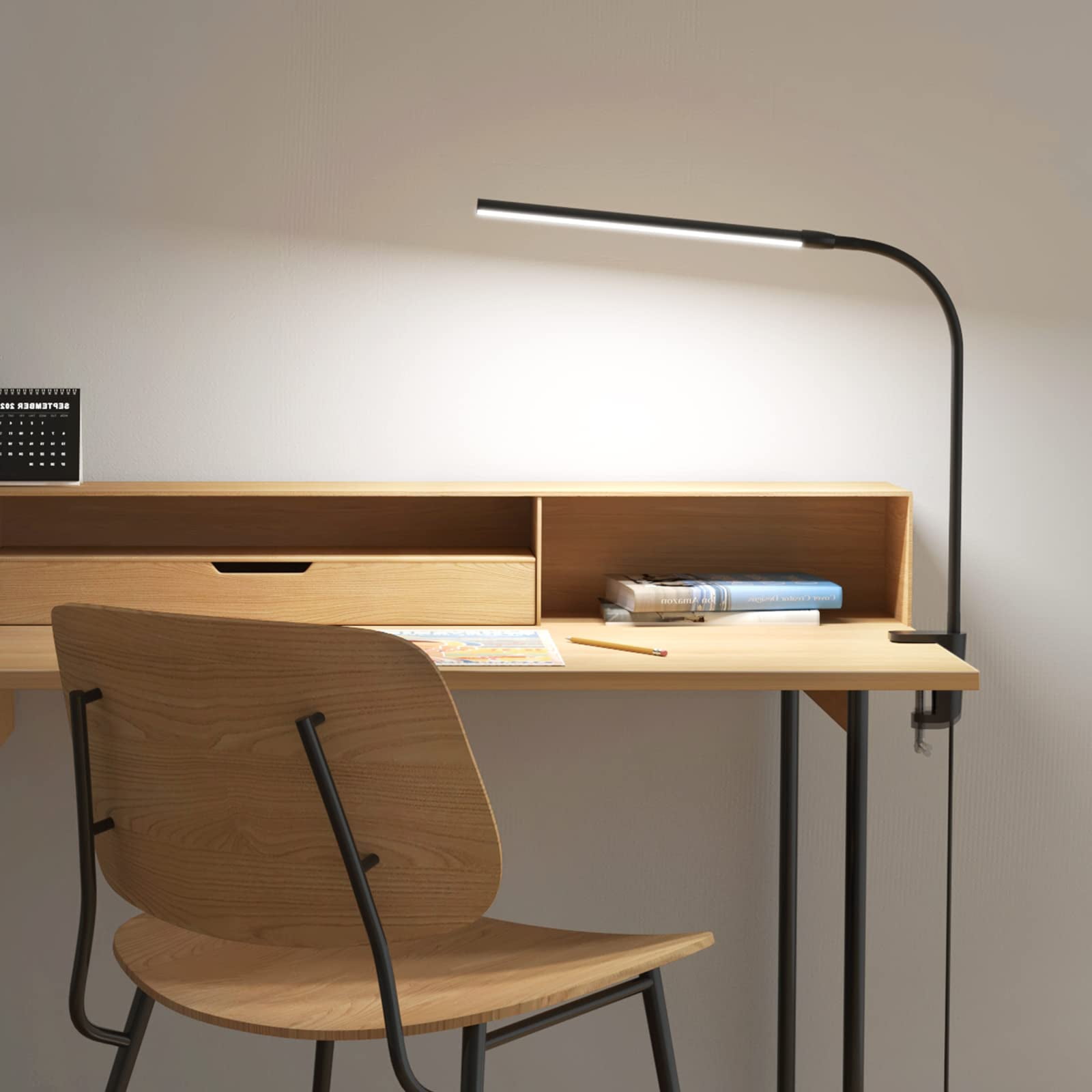 Lepro LED Clip-on Desk Lamp Dimmable USB Reading Light with Clamp 3 Color Modes 10 Brightness Levels Adjustable Flexible Gooseneck Table light for Home Office, Dorm, Headboard, Computer, Nail (Black)