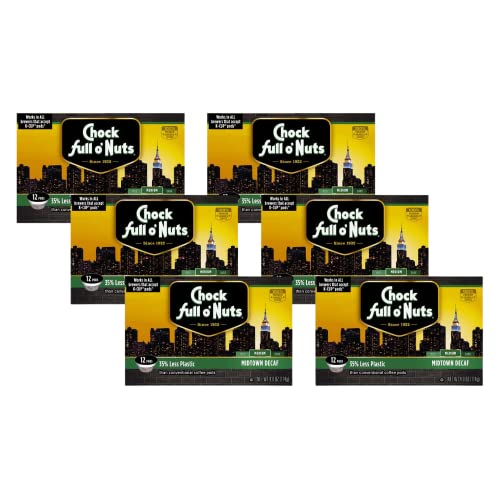 Chock Full o'Nuts Decaf Arabica Coffee, Midtown, KCup Coffee Pods, Medium Roast, 12 Count (Pack