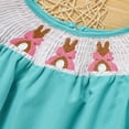 thumbnail image 5 of ZEHJUHAN Baby Girls' Bunny Embroidered Romper, Checkered Pattern Bubble Sleeve Onesie Toddler Summer Clothes Green，3-6M, 5 of 10