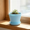 thumbnail image 5 of Diceymbol Mini Plastic Flower Pots with Saucers 4-Inch Colorful Easy-Care Plant Planters for Home & Office Small Modern Decor with Drainage Holes, 5 of 9