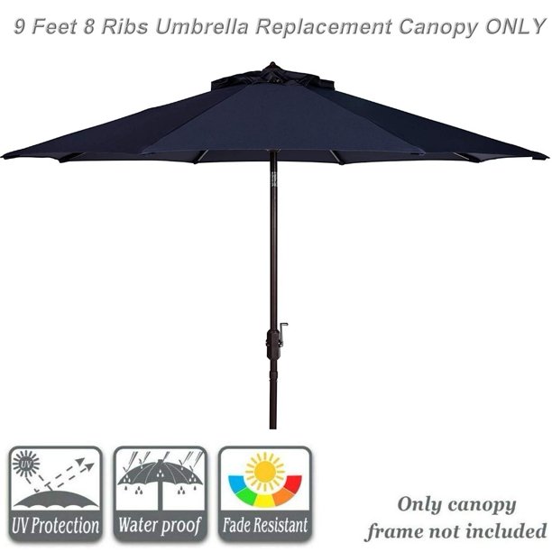 Patio Umbrella Replacement Canopy for 9ft 8 Ribs Sun Protection UPF 50