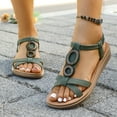thumbnail image 4 of Eltusu Women's Flat Sandals, Casual Ankle Strap No Slip Open Toe Summer Shoes Green Size 9, 4 of 9