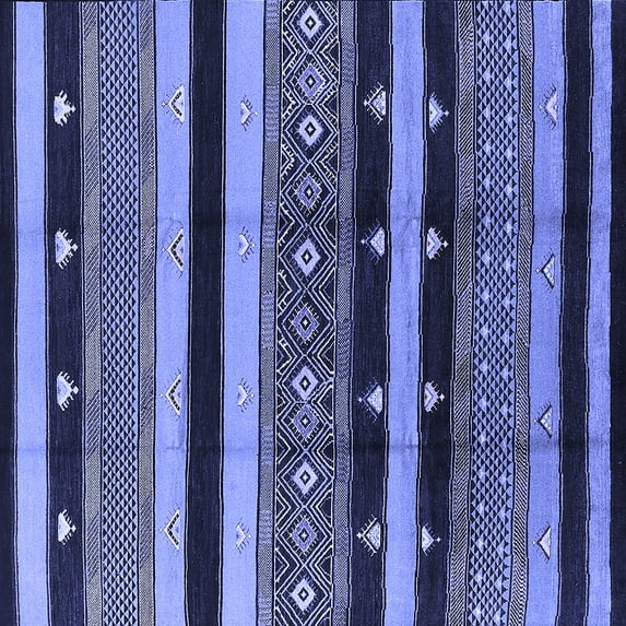 Ahgly Company Machine Washable Indoor Square Solid Blue Modern Area Rugs, 4' Square
