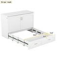 thumbnail image 6 of Murphy Bed, Full Size Murphy Bed Wall Bed with 2 Drawers and A Set of Sockets & USB Ports, Pulley Structure Design & Space-Saving Folding Platform Bed, Easy to Build, White, 6 of 9