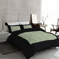 thumbnail image 2 of DNG Creations 5 Piece Two Tone Pinch Pleated Duvet Cover With Zipper Closure & Corner Ties 100% Egyptian Cotton ( Solid Black/ Light Sage - Oversized Queen ), 2 of 3