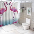 thumbnail image 7 of Orinice  Animal Shower Curtain, 2 Hand Drawn Flamingos in Pink Colors on Seaside Tropical Wildlife Art Printed, Cloth Fabric Bathroom Decor Set with Hooks,  60x72, 7 of 7