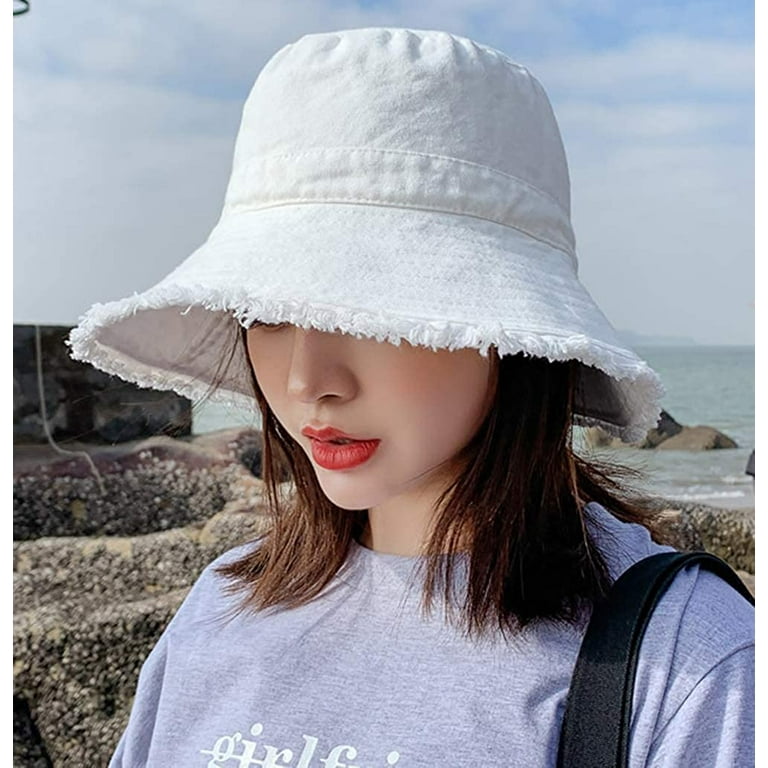 DanceeMangoo Women Sun Bucket Hat Cotton Hats Teens Girls Wide Brim Floppy Summer Beach Caps UPF 50+