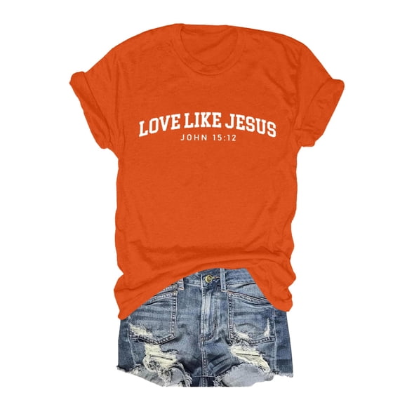 LUOGENLI Female T-shirts for Womens Women's Casual Loose Crewneck Tee | Short Sleeve Top for Comfort & Style Vintage T-shirts for Women Graphic Tee Summer Clothes Orange XL