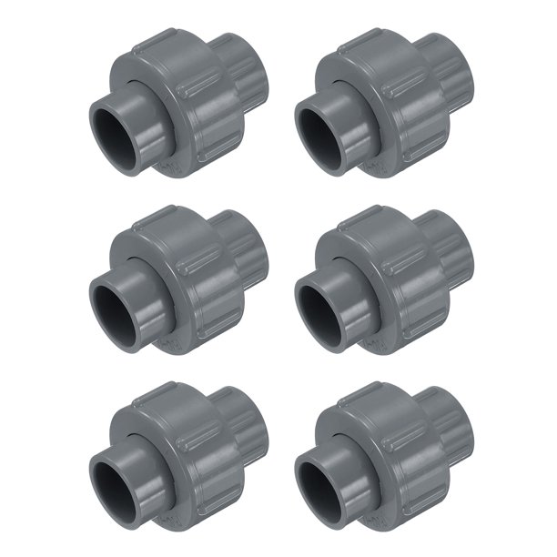 Uxcell 6Pcs 1/2" Unión Acoplamiento Accesorio de Tubo (Enchufe x Enchufe) Adaptador de Unión Deslizante Schedule 40, Junta de EPDM, Gris