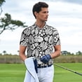 thumbnail image 6 of Balery Tropical Leaves Printed Men’s Short Sleeve Polo Shirt, Midweight Men's Shirt,Golf Polo shirts -X-Large, 6 of 9