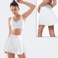 thumbnail image 2 of Jupe-short Athlétique Active pour Femme, Jupe-Short de Sport Extensible à la Mode, Jupe de Course Aguichant, Jupe-Pantalon, Jupe Légère avec Short Intégré pour la Course, le Tennis, le Golf, l'Entraînement, Usage Décontracté (Blanc, G), 2 of 7