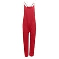 thumbnail image 4 of nochalofo Red Womens Sweatpants, Womens Casual Summer Jumpsuit Sleeveless Loose Solid Color Comfortable Strap Loose Jumpsuit Pocket Jumpsuit for Women, 4 of 5