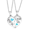 thumbnail image 2 of Big Sis & Lil Sis Gifts Valentine Heart Necklace Set, 2 Sister Necklaces for Teens & Women Big & Little Sisters Love Jewelry Presents Daughters, Granddaughters, Twins, Females (Turquoise Color), 2 of 4