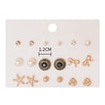 thumbnail image 5 of Pendientes 9 pares/hoja de pendientes de aleación, proceso de galvanoplastia, accesorios de perlas con incrustaciones de diamantes sin aleación, juego de adornos combinados 1 1, 5 of 5