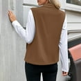 thumbnail image 5 of FAIWAD Fleece Vest Women Casual Sleeveless Fuzzy Warm Jacket Lapel Collar Zip up Outerwear with Pocket, 5 of 9