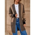 thumbnail image 3 of Eytino Sweaters for Women Cardigans Open Front Long Sleeve Cardigan Casual Knit Sweaters Color Block Cardigans Coat with Pockets Outwear ﻿, 3 of 9
