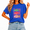 2-blue, variant on Cozymy Women Top Playful Painted Fish Print T-shirt Bright Stars Tee Relaxed Fit Top for Trendy Summer Look