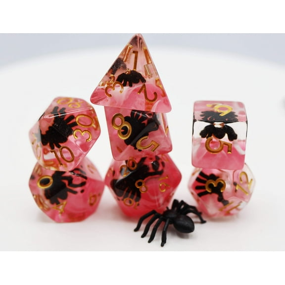 Foam Brain Games Poly Set - Terror Spider w/Gold (7) New