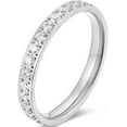 thumbnail image 2 of 3mm Stainless Steel Cubic Zircon Filled Stackable Eternity Wedding Band Ring, 2 of 3