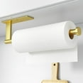 thumbnail image 1 of Soporte para toallas de papel debajo del gabinete, soporte para toallas de papel de acero inoxidable, autoadhesivo o perforante, toallero dorado mate para organización y almacenamiento de cocina, 1 of 4