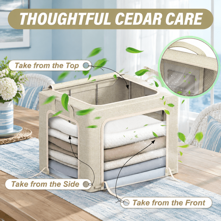 3-side Access Clothes Storbwith Metal Frame Foldable Fabric Boxes Cedar ...