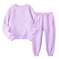thumbnail image 2 of MKOSPLRT 18M-10Y Sweatsuits for Kid Workout Long Sleeve Pullover Elastic Wasit Sweatpants Solid Fleece Tracksuits 2 Piece Kids Clothes, 2 of 7