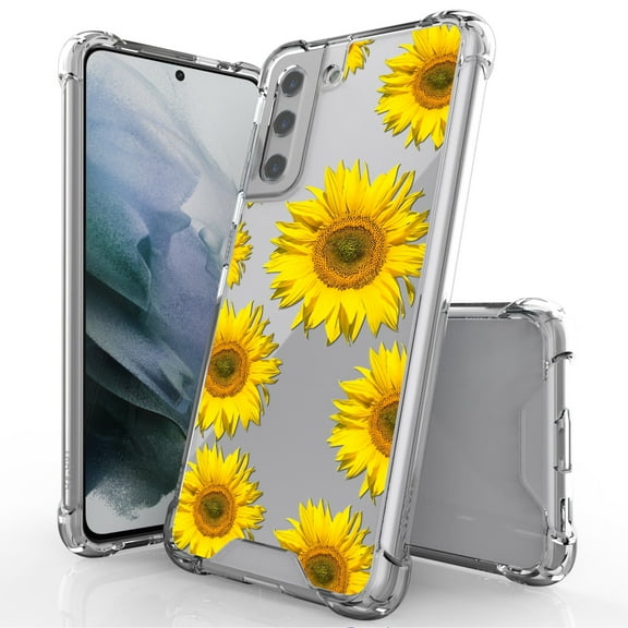 ANJ  Hybrid Slim Hard Back Cover Case Flexible Bumper for Samsung Galaxy S21 - Sunflowers