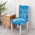 thumbnail image 4 of Beach Starfish and Marine Life Pattern Dining Chair Covers Set of 4, Stretch Washable Polyester Slipcovers, Removable Seat Protector for Tropical or Seaside Decor, 4 of 7