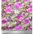 thumbnail image 1 of Soimoi Purple Satin Silk Fabric Insect,Leaves & Rose Flower Print Fabric by The Yard 42 Inch Wide, 1 of 1