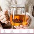 thumbnail image 3 of Glass Tea Cup with Infuser and Lid, 17OZ Large Borosilicate Glass Tea Cup with Strainer,Clear Glass Tea Mugs for Loose Leaf Tea,Blooming Tea,Tea Bag,Tea Cute Mushroom, Christmas gift, 3 of 9