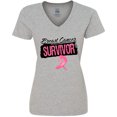 thumbnail image 3 of Inktastic Cool Breast Cancer Survivor Women's V-Neck T-Shirt, 3 of 5