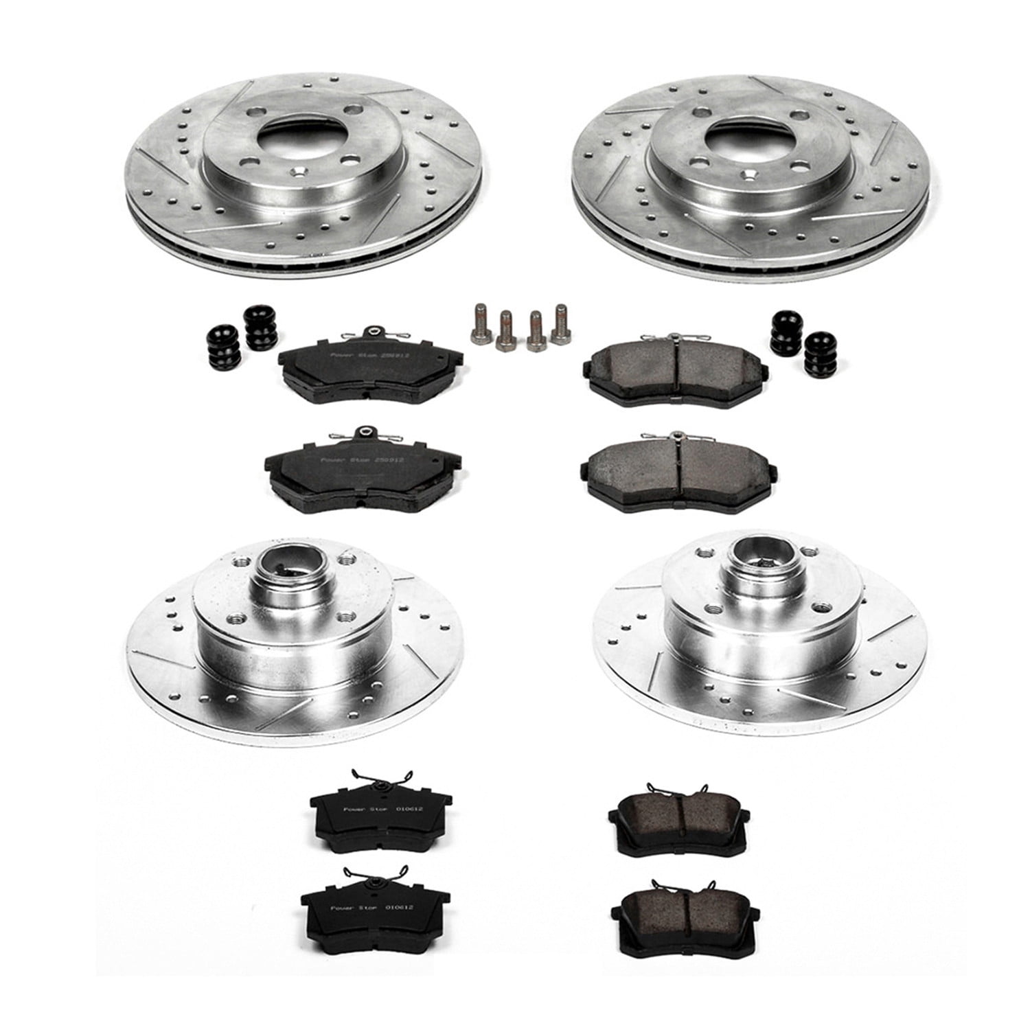 PowerStop Front and Rear Z23 Evolution Sport Carbon-Fiber Ceramic Brake Pad and Drilled & Slotted Rotor Kit Fits: VOLKSWAGEN Select Models K376