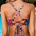 thumbnail image 3 of Women's Crisscross Straps V-Neck Swim Top - Floral Print Adjustable Bathing Suit Top, Plus Size Tankini Top for Beach Pool & Summer (S-XXL), 3 of 4