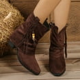 thumbnail image 5 of Fall Boots Women's Casual Versatile Solid Color Low Chunky Heelsd Fall Winter Comfortable Mid-Calf Boots Women Winter Shoes, 5 of 10