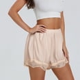 thumbnail image 4 of WHEANG Womens Shorts Lace Satin Safety Shorts Summer Thin Anti-Roll Slip Shorts Stretchy Seamless Underdress Shorts Reusable Casual Loungewear Short Leggings for Summer Dress Size M Beige, 4 of 6