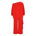 thumbnail image 5 of qolati Plus Size Mother of The Bride Pant Suits 2 Piece Chiffon Sets Ruffle Asymmetric Layers Dressy Wedding Guest Outfit with High Low Hem Red M 6, 5 of 8