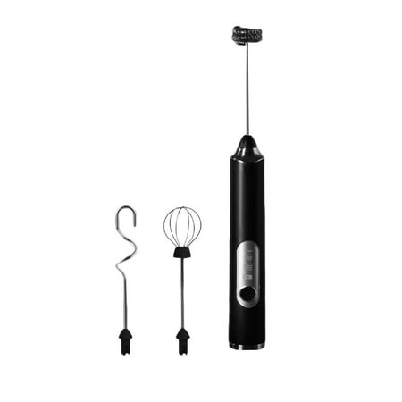 

Blsyetec USB Rechargeable Electric Handheld Milk Frother with 3 Heads [Black]
