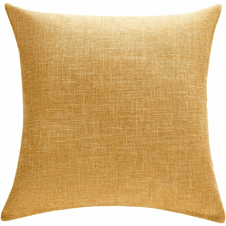 Anickal Set of 2 Mustard Yellow Pillow Covers Rustic Linen Decorative Square Throw Pillow Covers 18x18 inch for Sofa Couch Decoration