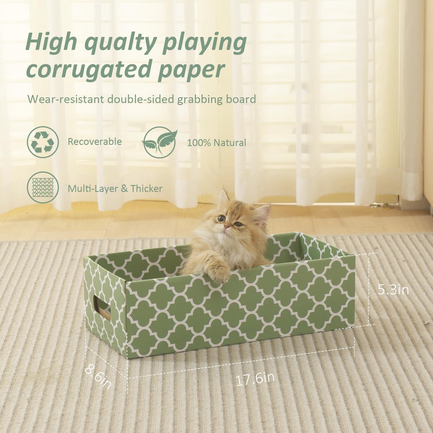 THBN Cat Scratcher Cardboard Scratching Pads Scratch with Catnip 2PCS Reversible Corrugated Cardboard