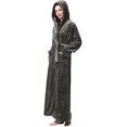 thumbnail image 1 of Women Fleece Hooded Bathrobe Soft Plush Full Length Long Spa Robe, 1 of 7