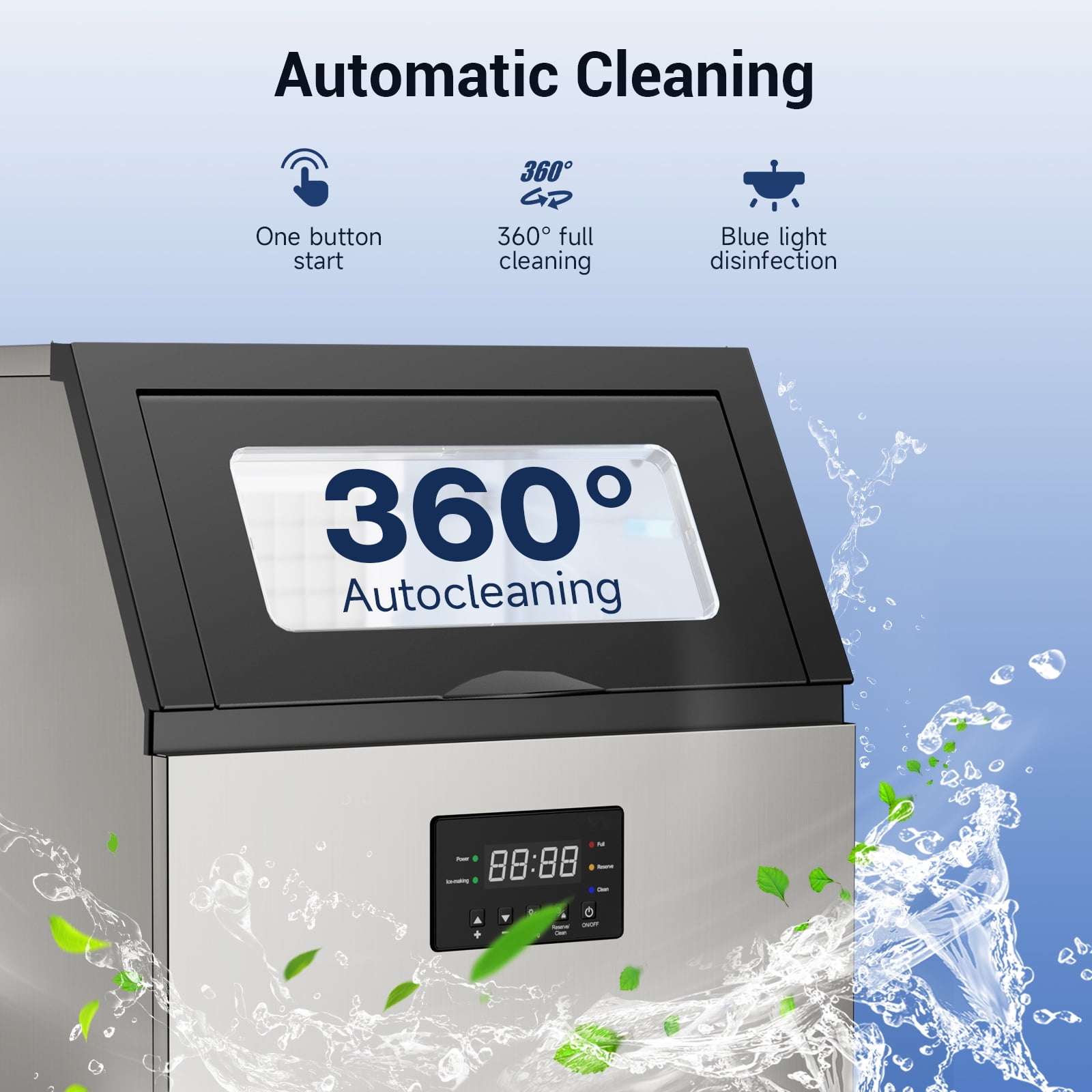 Joreek Commercial Ice Maker 150 lbs/24h, 50lbs Storage, Stainless Steel, Under-Counter/Freestanding Commercial Ice Machine 45 Cubes/Cycle Self-Cleaning, for Home, Bar, Restaurant, and Cafe