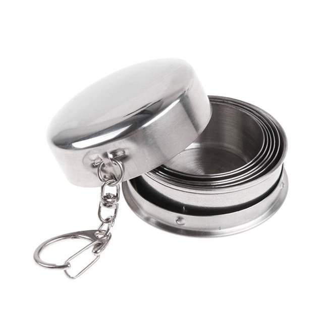 Sonducket Taza Hi.FANCY, taza de agua plegable de acero inoxidable, taza plegable para acampar, suministros para beber al aire libre Kits de desorden para acampar Blanco 150ML