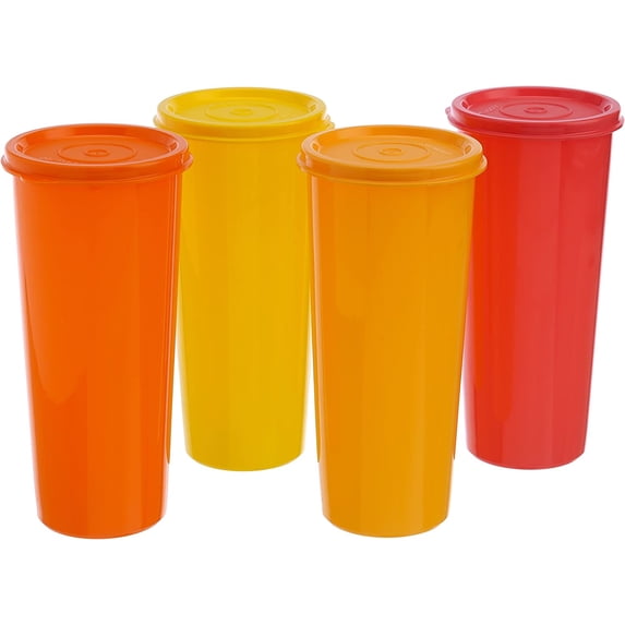 Tupperware Jumbo Tumblers Plastic Jar Set, 16 oz, Set of 4, Color: Multi