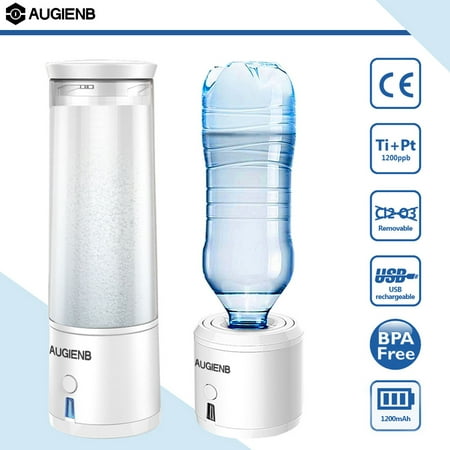 AUGIENB Portable 300ml Hydrogen rich Water Generator Alkaline Energy Maker Ionizer Cup Bottle，BPA-free Healthy Water Purifier Filter