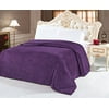 Queen Flannel Emnbossed Luxuriously Soft Bed Blanket Warm Throw- Sandy (Purple)