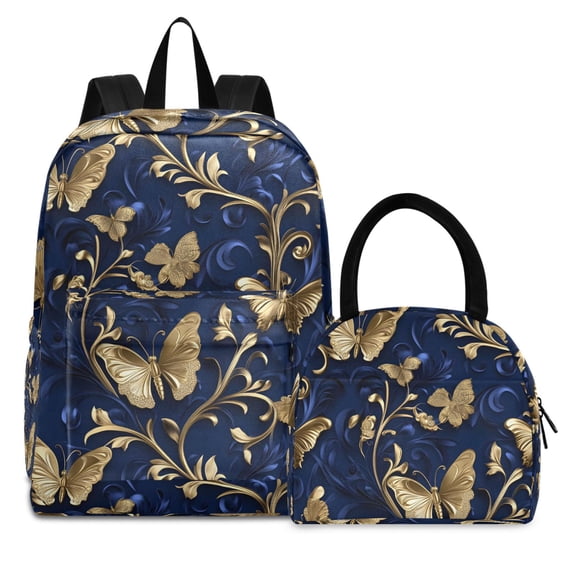 ALAZA Backpack Set 3d Butterflies-d2 Elementary School Bags Student BookBag with Lunch Bag