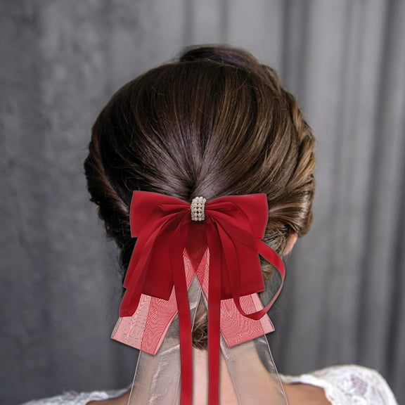 OATIPHO Red Big Bow Hair Clip with Ribbon Detail Ideal Hair Accessory for Wedding Events